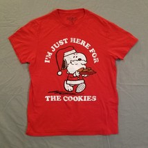 Peanuts Snoopy T Shirt I&#39;m Just Here For The Cookies Red Men&#39;s Medium Christmas - £11.66 GBP