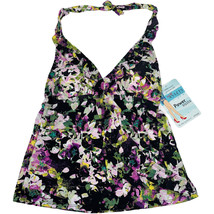 Spanx Tankini Top Slimming Glamour Ruffle Floral Eclipse Halter Strap Ties 1708 - £21.38 GBP