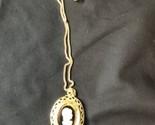 Vintage Gold Tone Chain Necklace Faux White Black Cameo Pendant - $21.49