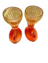 Vtg Pair Jeanette Glass Horn Of Plenty Vases, Amberina Yellow to Red, 5.... - $7.09