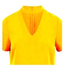 Bishop + Young Mini Dress Shift V-Neck Plunge Mustard Yellow Size Small Cutout - £19.75 GBP