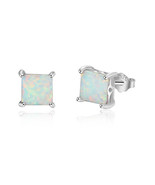 Square Created Opal Studs Earrings - £17.62 GBP