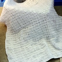 44x42&quot; Crochet Baby Blanket Handmade Very Pretty Solid White See Pictures - £7.06 GBP