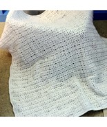 44x42&quot; Crochet Baby Blanket Handmade Very Pretty Solid White See Pictures - £7.05 GBP