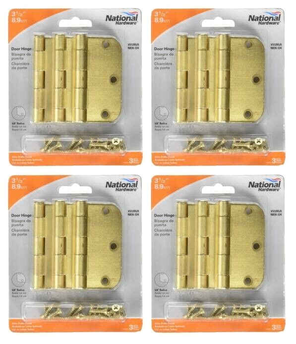 (4) National Hardware N830-334 Door Hinge, Cold Rolled Steel, Satin Bras... - $34.65