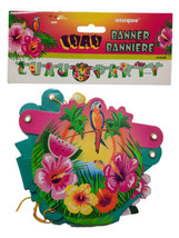 Luau Party Jointed Banner 1 Ct Parrot, Hibiscus, Tropical Fish, Pineapple - £4.18 GBP