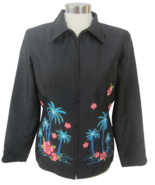 Silkland Women&#39;s zippered jacket embroidered tropical floral silk sz sma... - £25.89 GBP