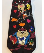 Vintage Taz Mens Looney Tunes Tazmanian Devil Silk Black Necktie Tie - €12,19 EUR