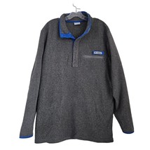Columbia PFG Fleece Pullover Jacket Gray Blue Snap Chest Pocket Mens Large - $21.77
