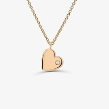 Round Cut Real Moissanite 14K Rose Gold Plated Heart Love Pendant Necklace - $65.44