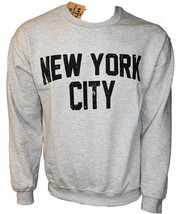 Distressed New York City Men&#39;s Shirt Ash Gray Lennon Crewneck Fleece Swe... - £22.01 GBP