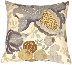 Harvest Floral Blue 20x20 Throw Pillow, Complete with Pillow Insert - £49.58 GBP