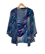 JM Collection 2 Piece Tank Sheer Blouse Size XL Turquoise Blue Cruise Tr... - $369.07 MXN
