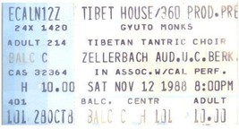 Gyuto Monks Tibetan Tantric Choir Stub Movember 12 1988 UC Berkeley Cali... - $24.74