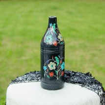 12&quot; Black Flower Pot Bottle Shape Multi Inlaid - £1,246.02 GBP