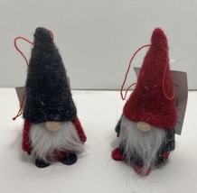Silver Tree Hand Crafted Felted Gnome Ornaments Colored Hats 3.5 in NWTs 2pc - £4.93 GBP