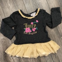 Juicy Couture Baby Girl sz 24M Long Sleeve Tutu Top/Dress Top Gray Pink &amp; Gold - £6.64 GBP