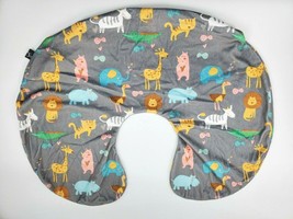 Kids N&#39; Such Baby Nursing Pillow Cover Jungle Pattern Slipcover Gray Ani... - £10.24 GBP