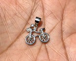 925 Sterling Silber FAHRRAD CYCLE Anhänger mit Cz, kleiner Minimalschmuc... - $16.30