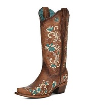 Corral Women&#39;s Floral Western Boots - Snip Toe - £163.67 GBP