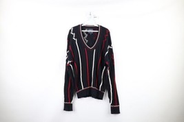 Vintage 90s Burberry Mens Large Dapper Chunky Ribbed Knit V-Neck Sweater USA - £158.03 GBP