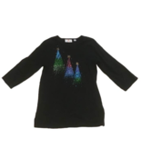 Ladies Top Quaker Factory Christmas Holiday Trees Sequins XS Jewel Black... - £22.14 GBP