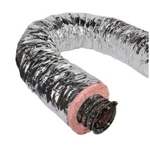 Master Flow Flexible Duct 8&quot;x25&#39; Insulated Fiberglass Silver Jacket Heat R6.0 - £48.10 GBP