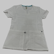 Women&#39;s Crest Uniforms Size XS White Scrub Top Double Pockets Split Collar - £11.06 GBP