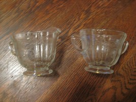 Pressed glass Depression Creamer and Sugar server cups Pair - £15.52 GBP