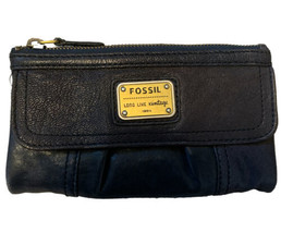 Fossil Long Live Vintage 1954 Emory Black Pebbled Leather Clutch Wallet - £60.74 GBP