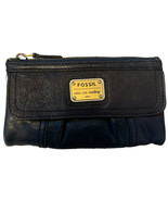 Fossil Long Live Vintage 1954 Emory Black Pebbled Leather Clutch Wallet - £60.03 GBP