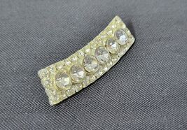 *B) Vintage Arched Bar Clear Rhinestone Brooch Pin Accessory - $19.79
