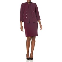 $240 Le Suit 6 Button Stand Collar Stretch Crepe Jacket ONLY Bordeaux Wi... - $44.55