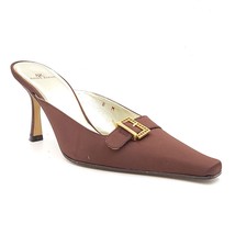 Anne Klein Women Mule Heels Size US 8M Brown Satin Made in Italy - £4.64 GBP