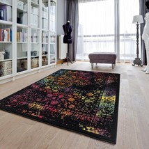 Rugs Area Rugs 5x7 Rugs Carpets Large Floor Black Floral Cool Living Room Rugs ~ - £78.69 GBP