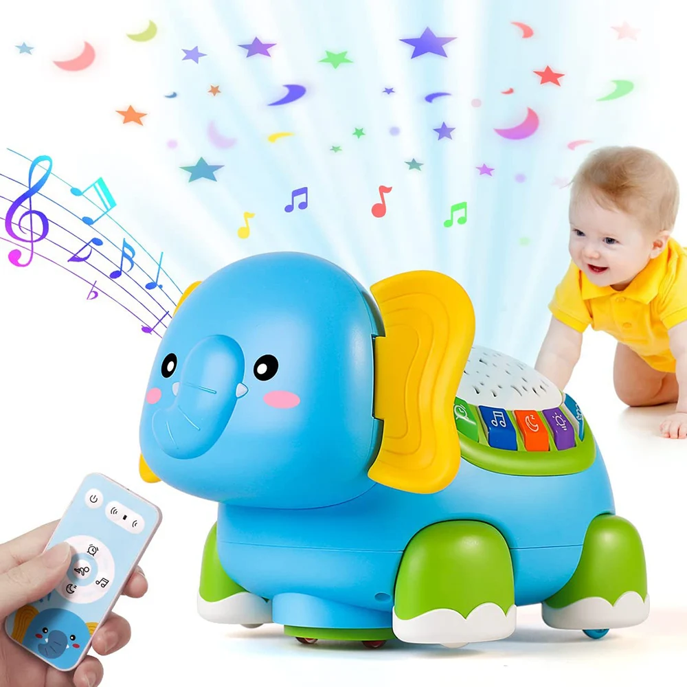 Baby Crawling Toys Musical Elephant Tummy Time Infants Toys with Timer Colorful - £30.47 GBP