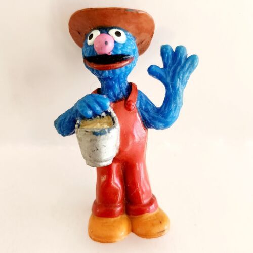 1982 Sesame Street Grover The Farmer Jim Henson PVC Plastic Vintage Toy E93 - $24.99