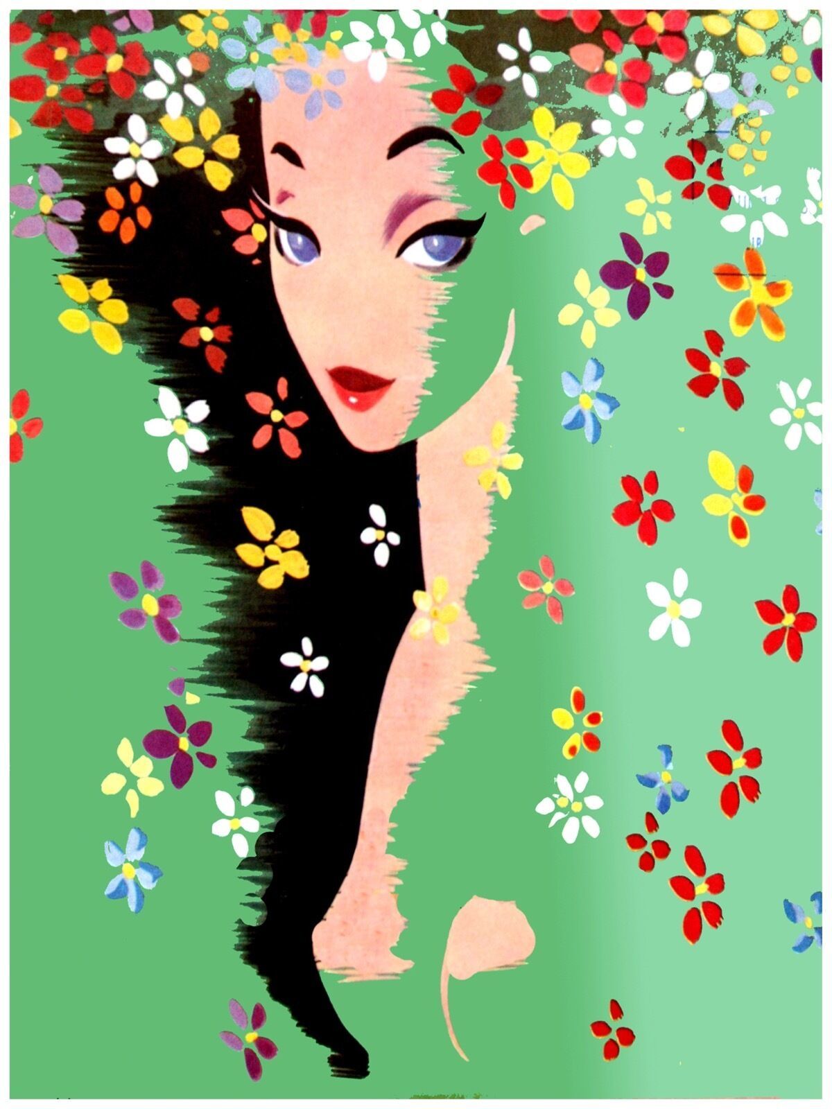 Decorative Poster.Interior wall art design.Art Decor.Lady on Spring.3891