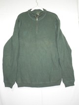 Vtg Eddie Bauer Sweater Mens Large Tall 1/4 Zip Cabincore Cable Cotton 90s Green - £19.60 GBP