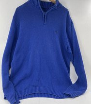 Vintage Chaps Ralph Lauren 1/4 Zip Men&#39;s L XL Pullover Cable Knit Sweater Blue - £22.47 GBP