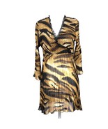 Alberto Makali Tiger Print Crinkle Top Tunic 3/4-Sleeve V-Neck Pullover ... - €23,65 EUR