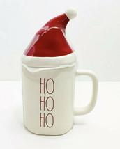 New Rae Dunn &quot;Ho Ho Ho&quot; Mug With Red Santa Hat Topper Christmas 2020 Ceramic Cup - £19.01 GBP