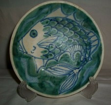 Rare Ad Andersen Design Art Pottery 7” Fish Bowl Blue Green Boothbay Maine - £23.67 GBP