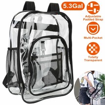 Clear Backpack Heavy Duty Transparent Book Bag Waterproof Pvc Clear Back... - £35.43 GBP