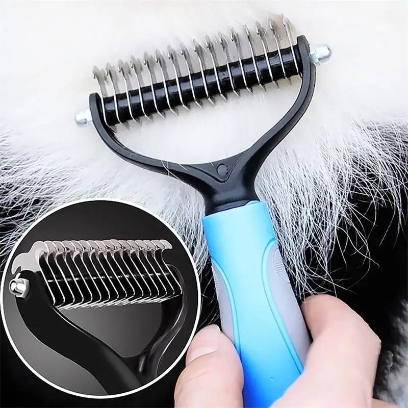 House Home Dog Brush Pets Fur Knot Cutte Cat Hair Removal Comb for Dogs Cat Doub - £20.08 GBP