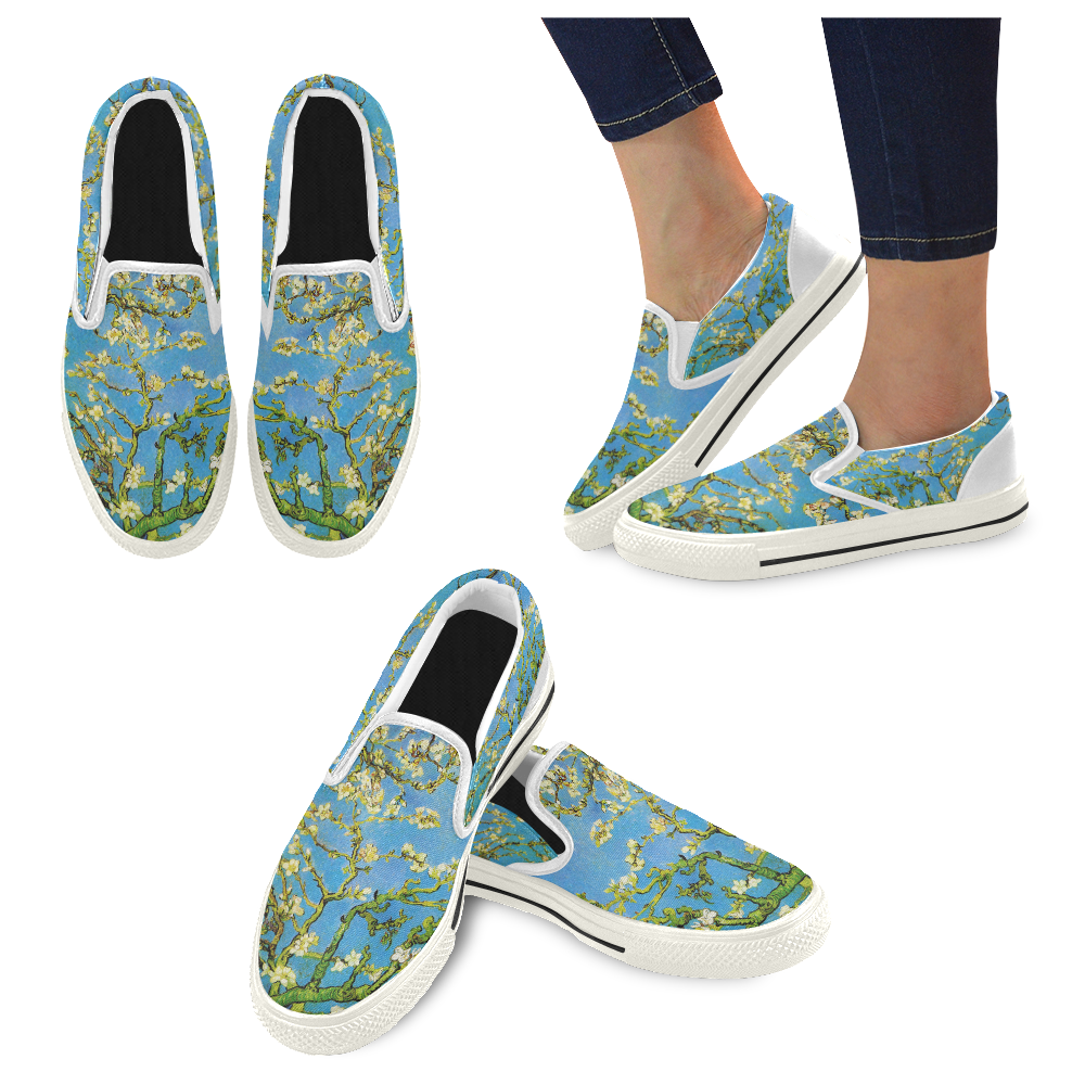 Almond Branches in Bloom Van Gogh Art Slip-on Canvas Women's Shoes US Size 6-12