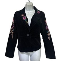 cell black floral embroidered corduroy jacket Size L - £27.37 GBP