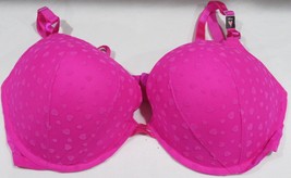 Victoria&#39;s Secret PUSH-UP HOT PINK WITH SOFT HEARTS ON MESH Bra Size 40DD - £57.34 GBP