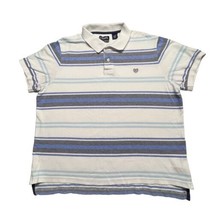 Chaps Shirt Mens XL Blue Striped Polo Natural Stretch Collared Short Sleeve - £11.87 GBP