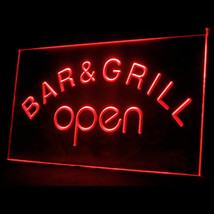 110023B Bar &amp; Grill OPEN Beer Cafe BBQ Chicken Wing Fries Chips LED Light Sign - £17.57 GBP